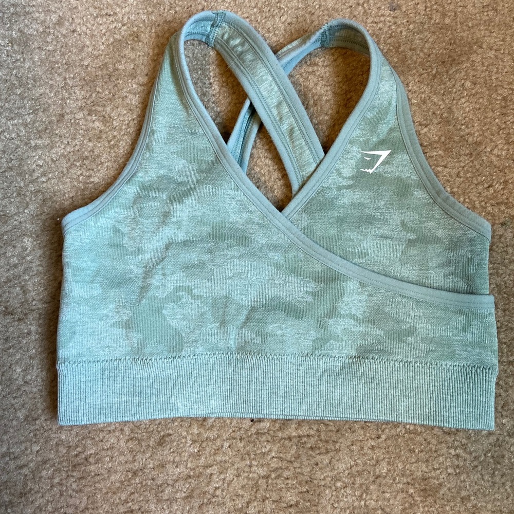 Gymshark Camo Sage Green Sports Bra